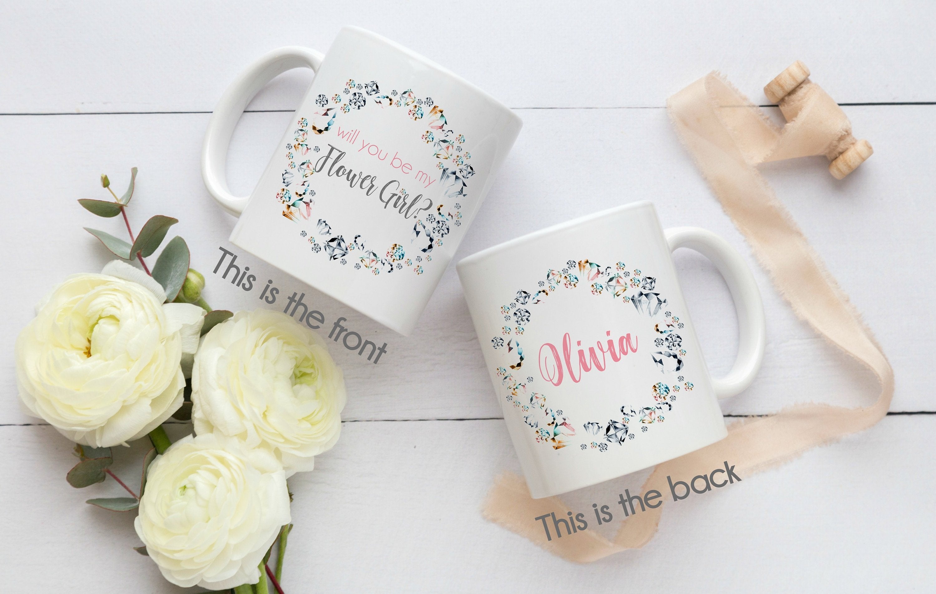 Will You Be My Bridesmaid Personalized Gift Mug, Maid of Honor Gift, Flower Girl Gift, Wedding Party Gift, Bridal Party Bling - elrileygifts